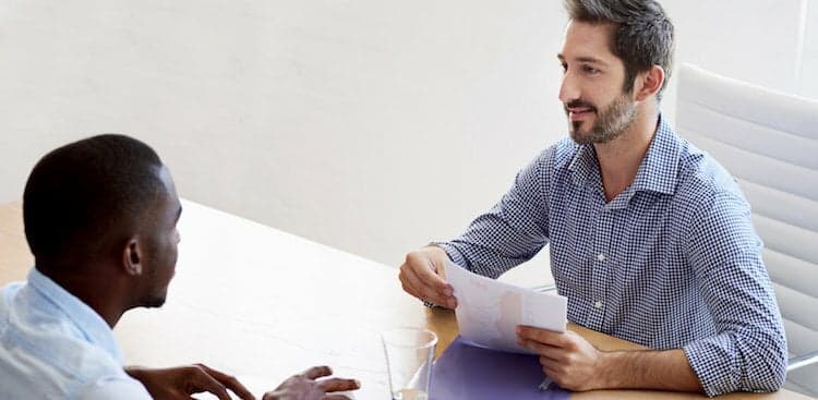 two people meeting