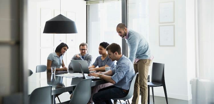 group of co-workers in a meeting